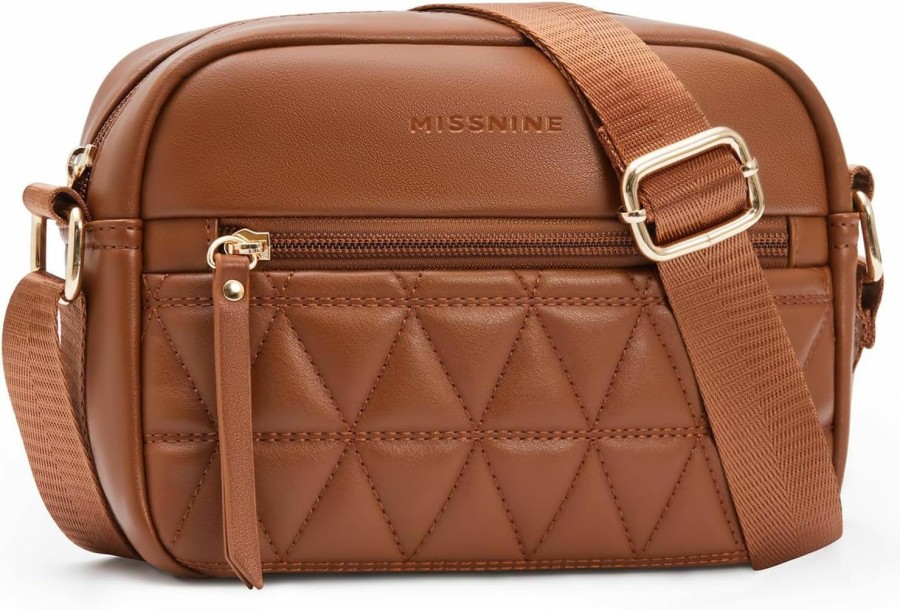 Missnine Crossbody Handbags | Missnine Small Crossbody Purse Women Quilted Crossbody Bags Soft Leather Shoulder Handbags With Adjustable Strap