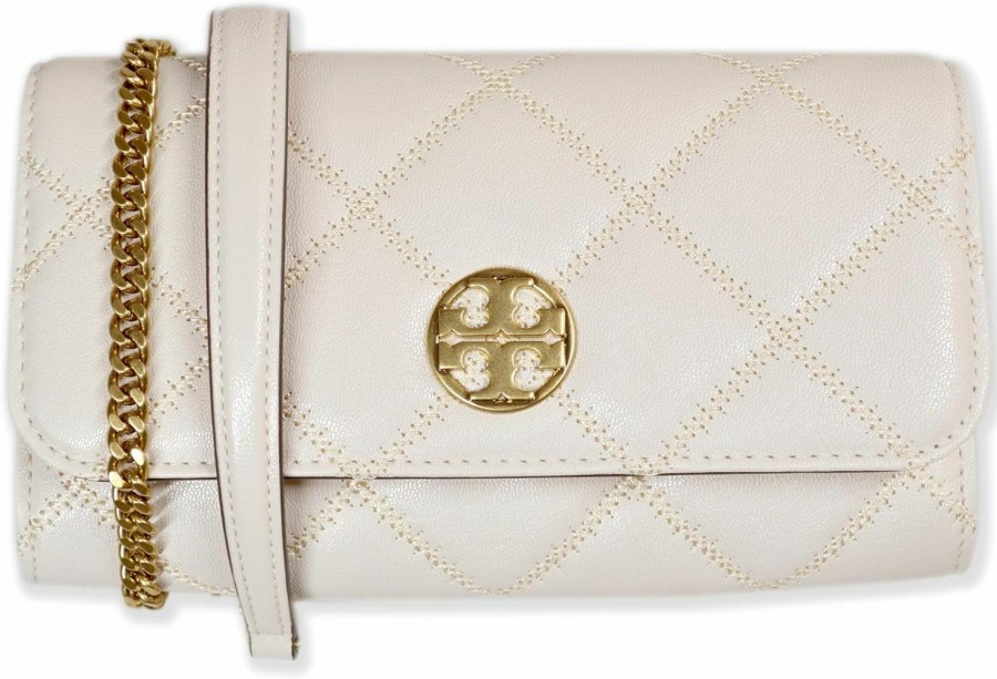 Tory Burch Crossbody Handbags | Tory Burch Womens 150076 Willa Diamond Quilted Soft Leather Crossbody Chain Wallet Bag, (001 Black)