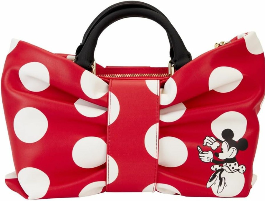 Loungefly Crossbody Handbags | Loungefly Minnie Mouse Rocks The Dots Classic Bow Figural Crossbody Bag