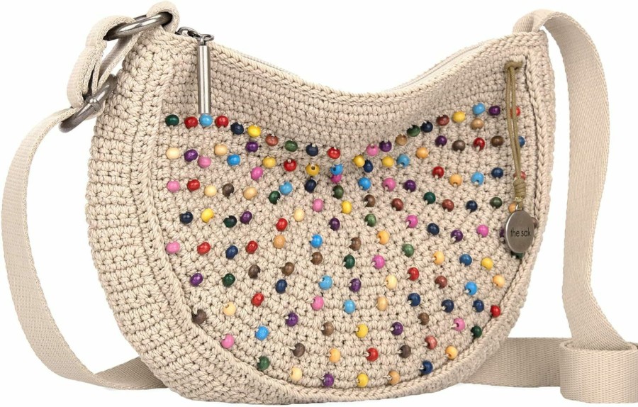 The Sak Crossbody Handbags | The Sak Ryder Small Crossbody Purse - Hand Crochet Women'S Handbag For Everyday & Travel - Mini Cross Body Bag With Zipper Closure & Adjustable Shoulder Bag Strap - Ecru Multi Beads