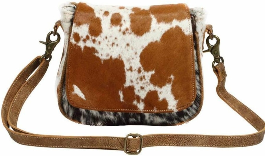 Myra Bag Crossbody Handbags | Myra Bag Flap Over Cowhide & Leather Small Crossbody Bag S-1215