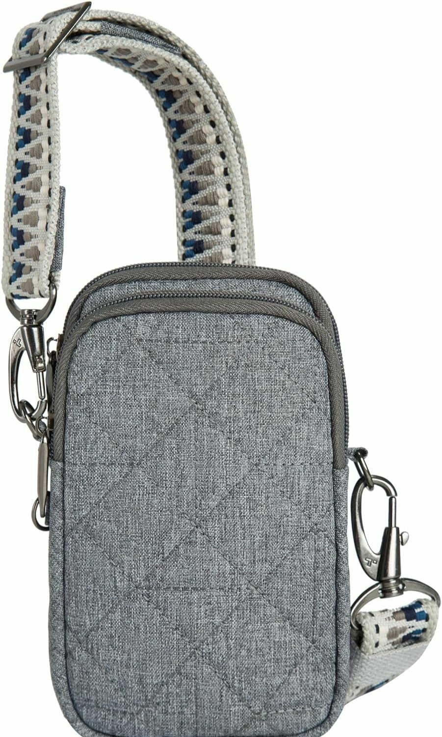 Travelon Crossbody Handbags | Travelon Boho Anti-Theft 2 Compartment Phone Crossbody, Gray Heather