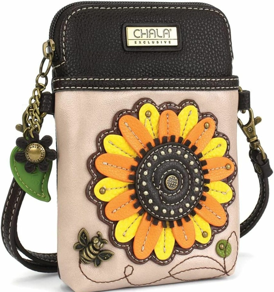 CHALA Crossbody Handbags | Chala Crossbody Cell Phone Purse | Women'S Wristlet Handbags With Adjustable Strap (Sepcial Edition_ Ivory Sunflower)