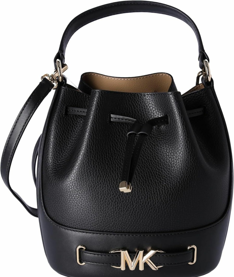 Michael Kors Crossbody Handbags | Michael Kors Reed Medium Belt Bucket Crossbody Handbag Black Leather