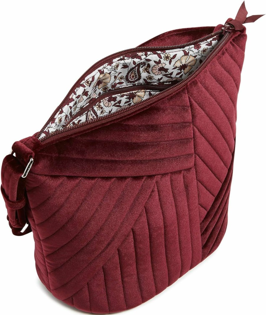 Vera Bradley Crossbody Handbags | Vera Bradley Velvet Bucket Crossbody Purse, Raisin