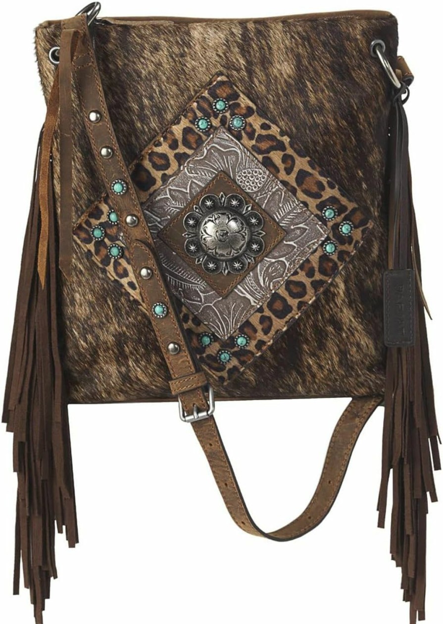 ARIAT Crossbody Handbags | Ariat Women'S Nashville Calf Hair Brown Crossbody Bag