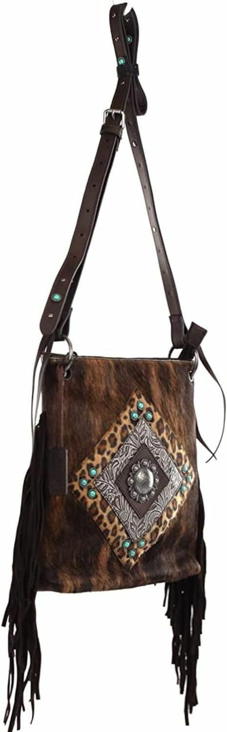 ARIAT Crossbody Handbags | Ariat Women'S Nashville Calf Hair Brown Crossbody Bag