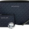 Michael Kors Crossbody Handbags | Michael Kors Jet Set Large Chain Crossbody Bag Bundled With With Sm Tz Coinpouch Wallet Purse Hook (Signature Mk Black)