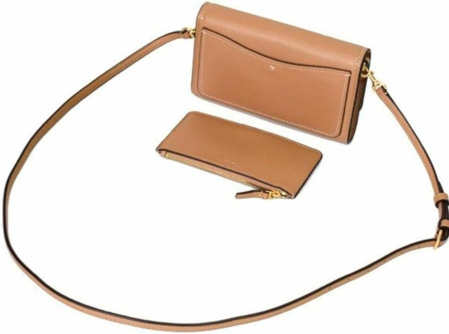 Tory Burch Crossbody Handbags | Tory Burch Womens 146467 Thea Pebbled Leather With Gold-Tone Hardware Crossbody Bag With Flat Wallet