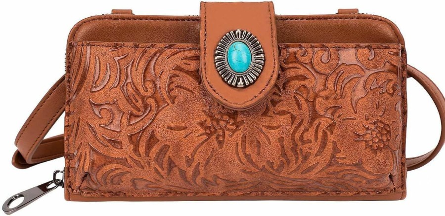 LAVAWA Crossbody Handbags | Lavawa Women'S Crossbody Handbag Small Vintage, Ladies Wallet Western Adjustable Phone Purse Clutch Turquoise Concho Embossed