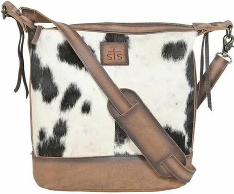 STS Ranchwear Crossbody Handbags | Sts Ranchwear Mail Durable Spacious Leather Zipper Crossbody Bag With Various Pockets & Adjustable And Removable Strap, Tornado/Cowhide