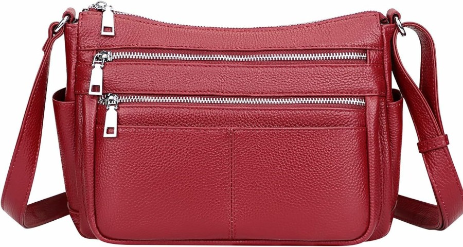 Over Earth Crossbody Handbags | Over Earth Leather Crossbody Bag For Women Soft Multi Pockets Messenger Bag Genuine Leather Purses And Handbags