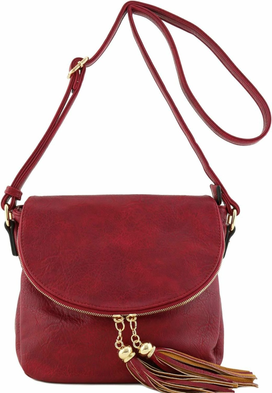 ALYSSA Crossbody Handbags | Tassel Accent Crossbody Bag With Flap Top