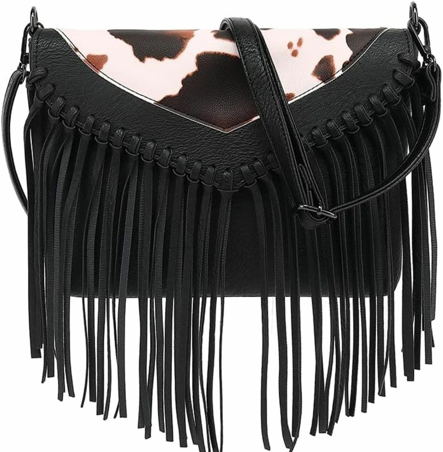 ZOVYRON Crossbody Handbags | Fringe Crossbody Purse For Women, Vintage Leather Western Boho Purse, Tassel Small Handbag Shoulder Bag