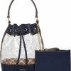 Anne Klein Crossbody Handbags | Anne Klein Womens Anne Klein Ring Logo Bucket Crossbody, Clear Ak Logo Print Distant Mountain, One Size Us