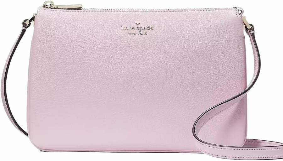 Kate Spade New York Crossbody Handbags | Kate Spade Leila Triple Gusset Crossbody Pebbled Leather Shoulder Bag, Quartz Pink