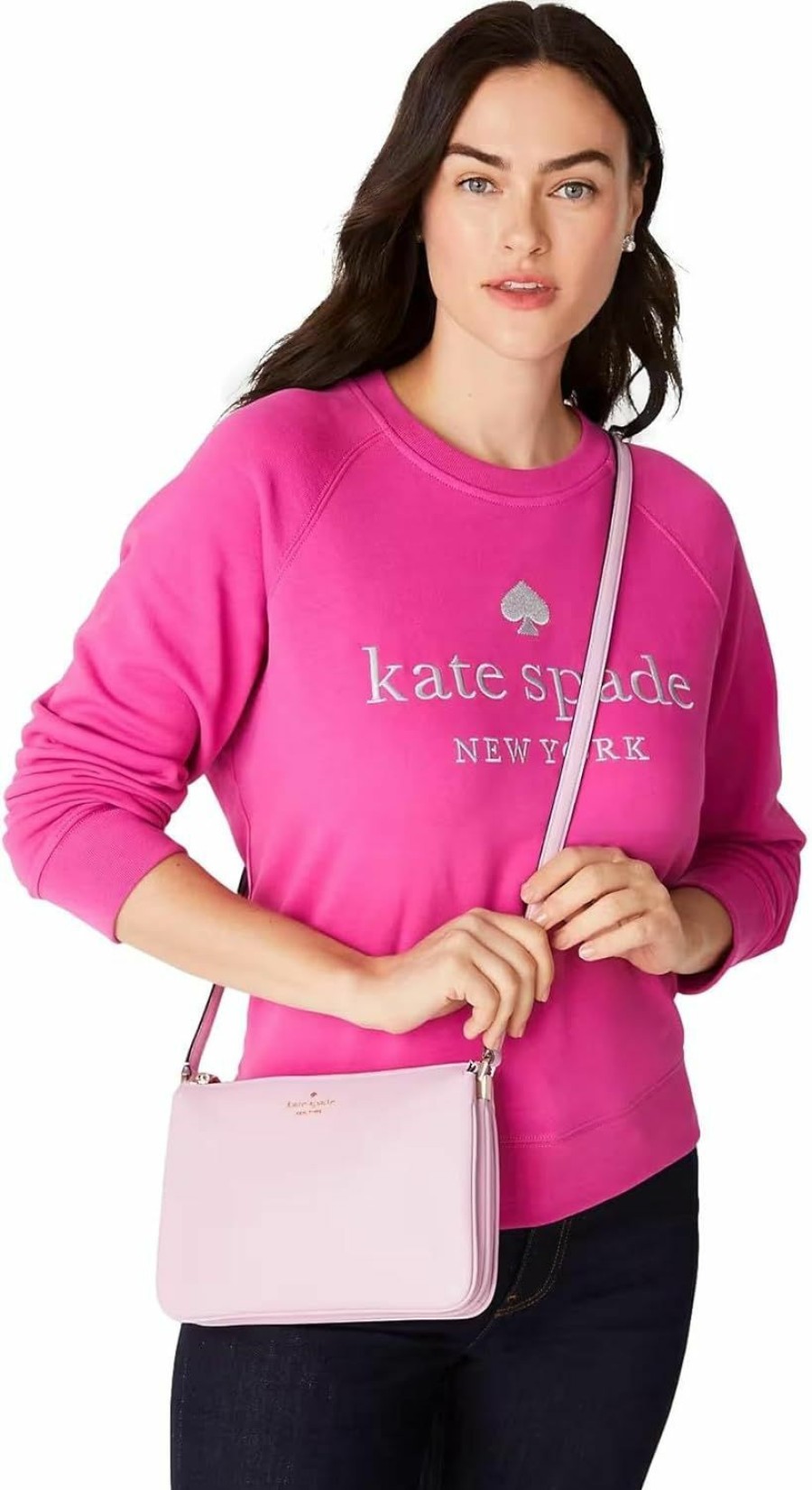 Kate Spade New York Crossbody Handbags | Kate Spade Leila Triple Gusset Crossbody Pebbled Leather Shoulder Bag, Quartz Pink