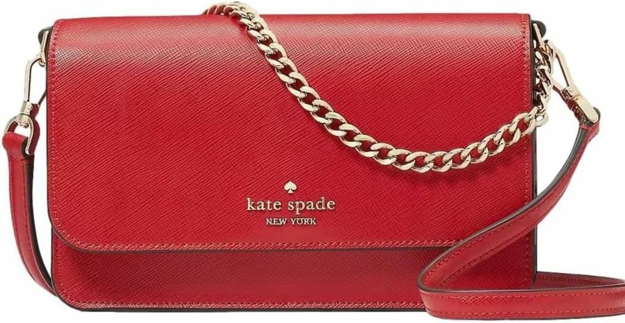 Kate Spade New York Crossbody Handbags | Kate Spade New York Women'S Madison Saffiano Leather Small Flip Crossbody Bag, Candied Cherry