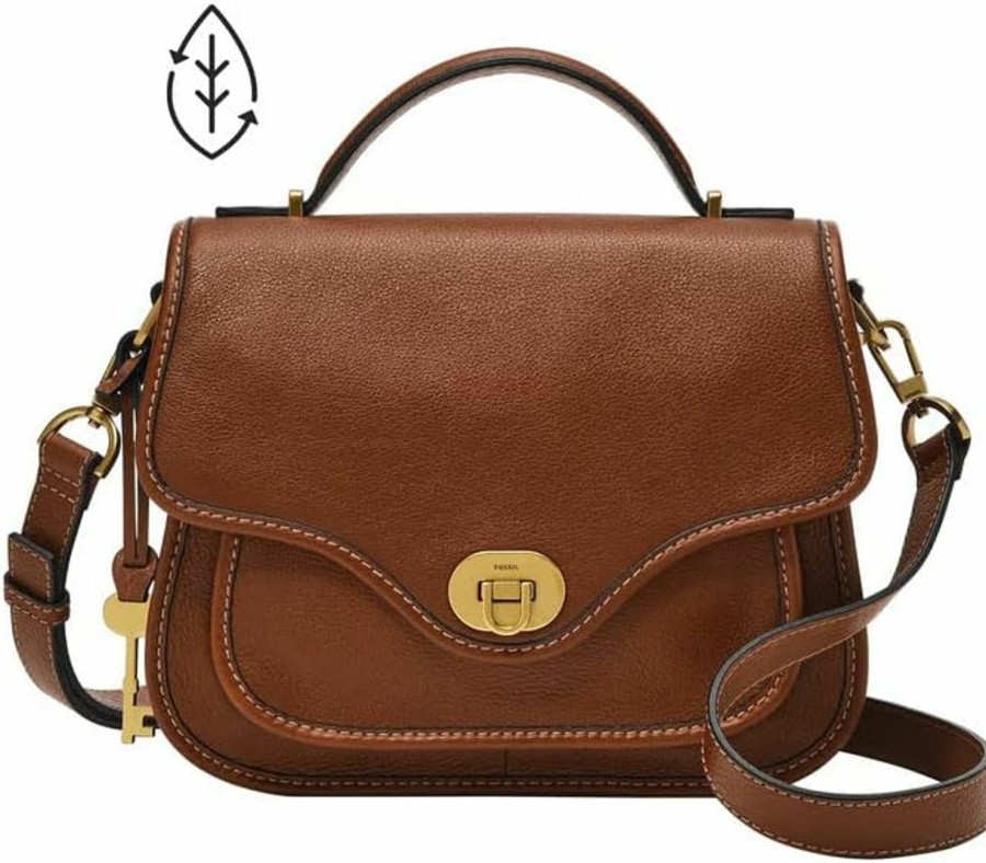 Fossil Crossbody Handbags | Fossil Women'S Heritage Leather Top Handle Crossbody Purse Handbag For Women