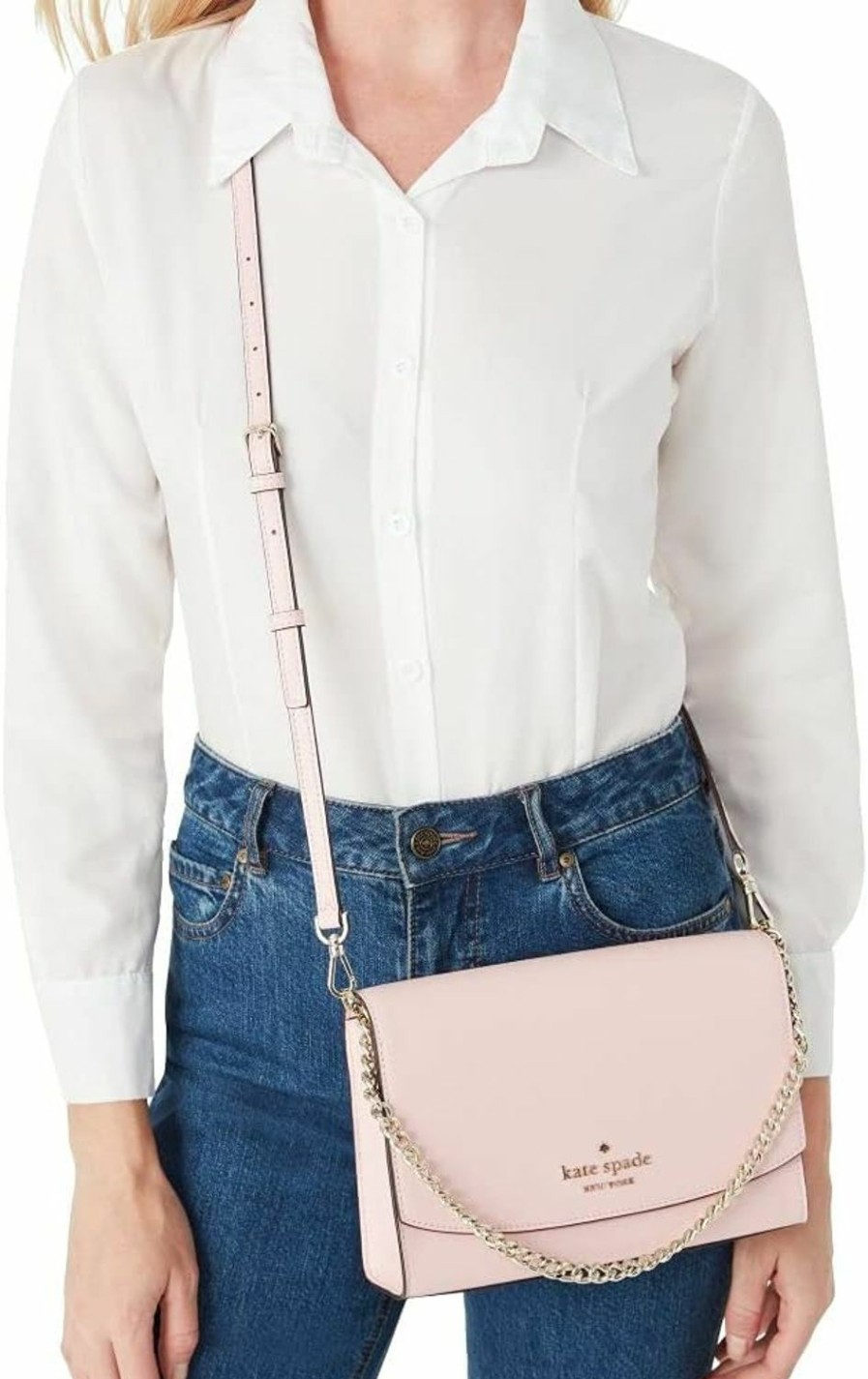 Kate Spade New York Crossbody Handbags | Kate Spade Carson Saffiano Leather Convertible Crossbody Bag (Chalk Pink)