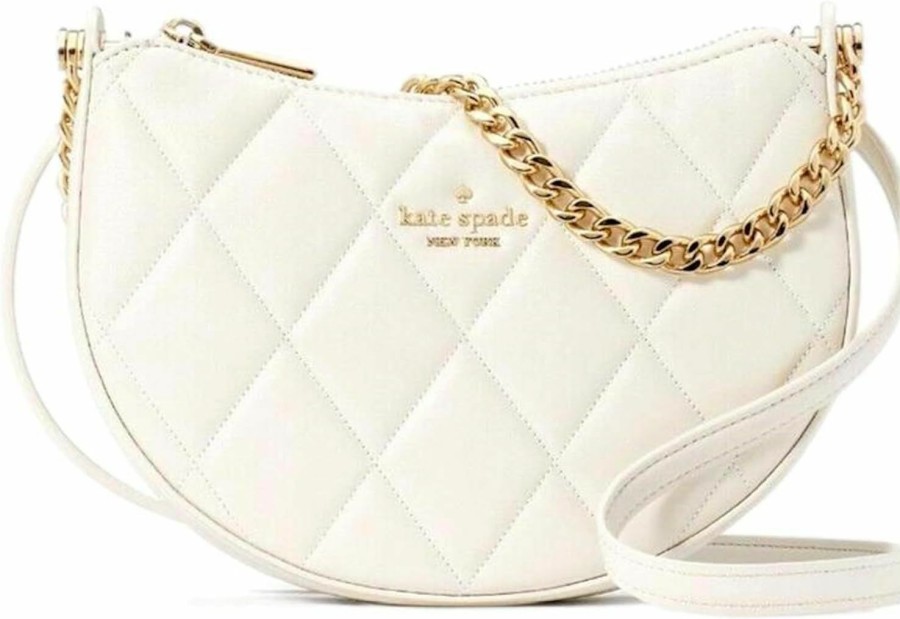 Kate Spade New York Crossbody Handbags | Kate Spade New York Women'S Carey Smooth Leather Quilted Zip Top Crossbody, Parchment