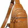 CENUNCO Crossbody Handbags | Genuine Leather Sling Bag For Men And Women Crossbody Shoulder Bag Sling Backpack Chest Purse Carry On Casual Daypack