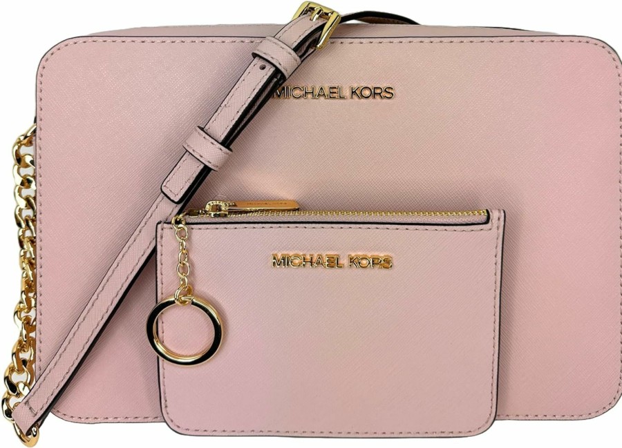 Michael Kors Crossbody Handbags | Michael Kors Jet Set Large Saffiano Leather East/West Cross Body Bag With Matching Small Top Zip Coin Pouch