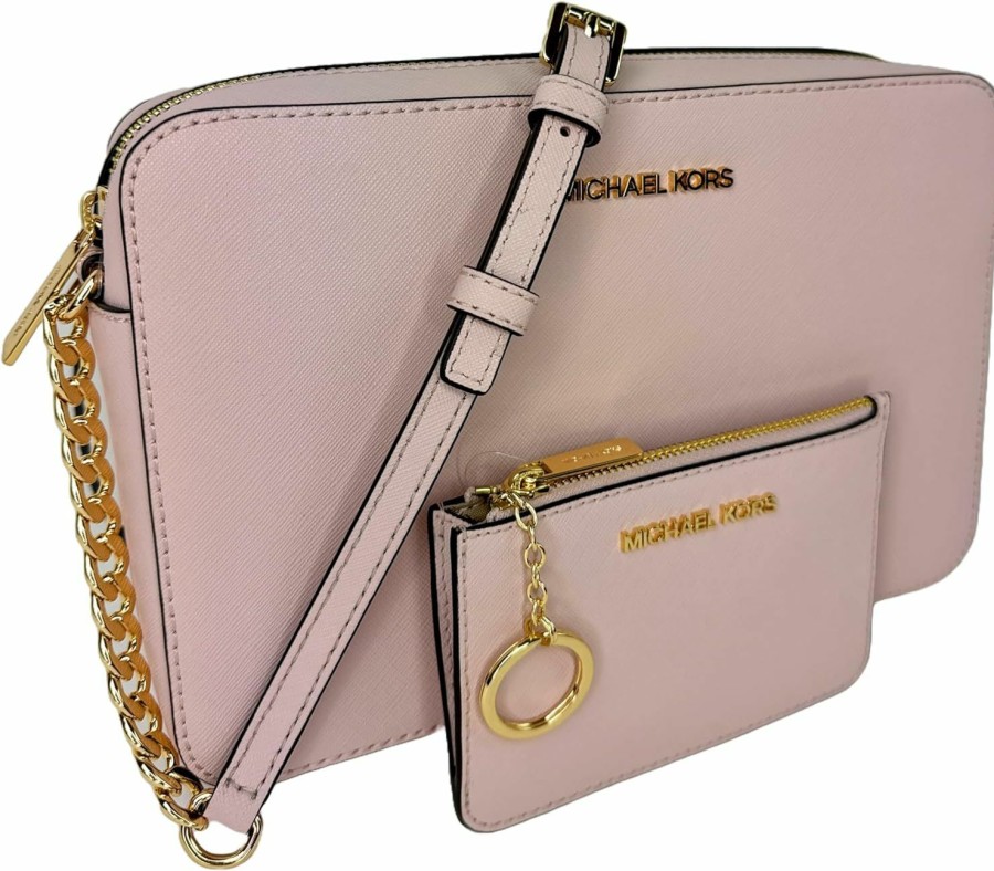 Michael Kors Crossbody Handbags | Michael Kors Jet Set Large Saffiano Leather East/West Cross Body Bag With Matching Small Top Zip Coin Pouch