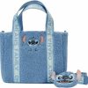 Loungefly Crossbody Handbags | Loungefly Disney Stitch Plush Sherpa Tote Bag With Coin Bag