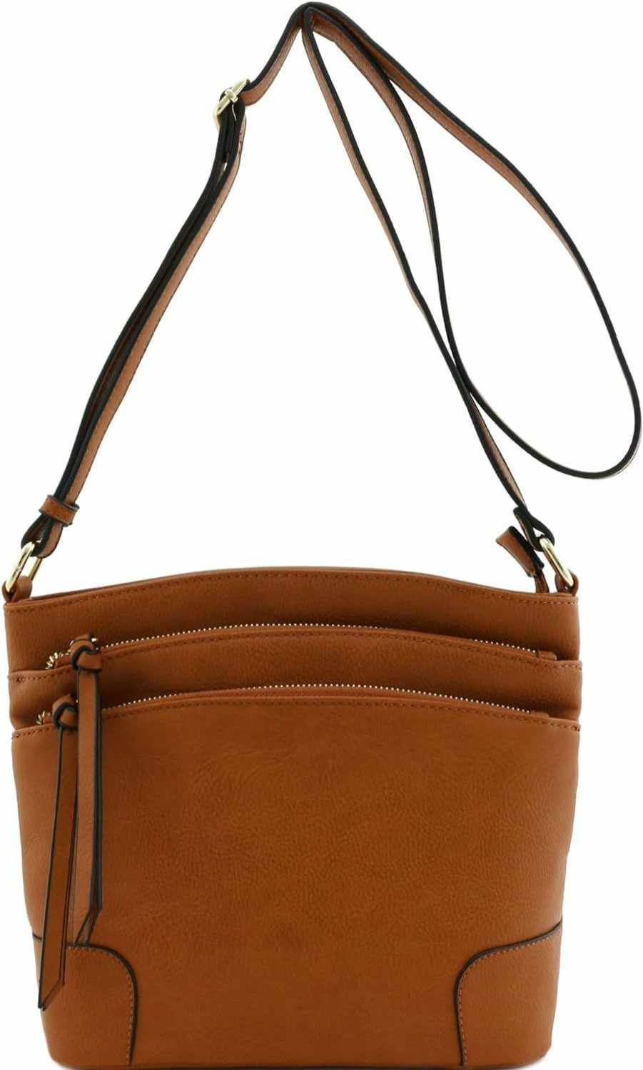 FashionPuzzle Crossbody Handbags | Fashionpuzzle Triple Zipper Pocket Medium Crossbody Bag