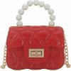 Nodeber Crossbody Handbags | Mini Jelly Purse Flap Handbag With Pearls Top Handle Faux Quilted Crossbody Bag