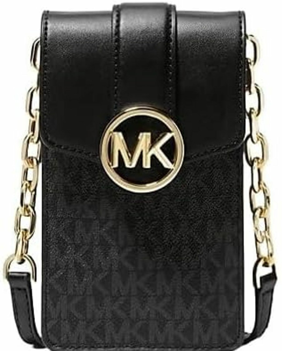 Michael Kors Crossbody Handbags | Michael Kors Carmen Small Logo Smartphone Crossbody Bag (Black Signature)