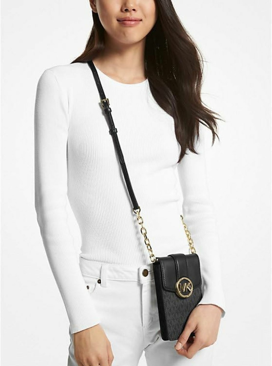 Michael Kors Crossbody Handbags | Michael Kors Carmen Small Logo Smartphone Crossbody Bag (Black Signature)