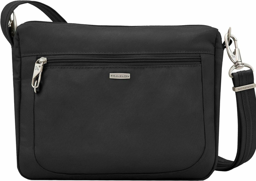 Travelon Crossbody Handbags | Travelon Anti-Theft-Class Small East/West Crossbody Bag, Black, 10.25 X 8 X 2.5