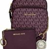 Michael Kors Crossbody Handbags | Michael Kors Jet Set Travel Medium Logo Crossbody Bundled Sm Tz Coinpouch & Purse Hook (Signature Bordeaux/Bordeaux)