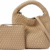 CLUCI Crossbody Handbags | Cluci Woven Bags For Women With Purse, Woven Tote Bag Vegan Leather Crossbody Handbags, Summer Top-Handle Bag