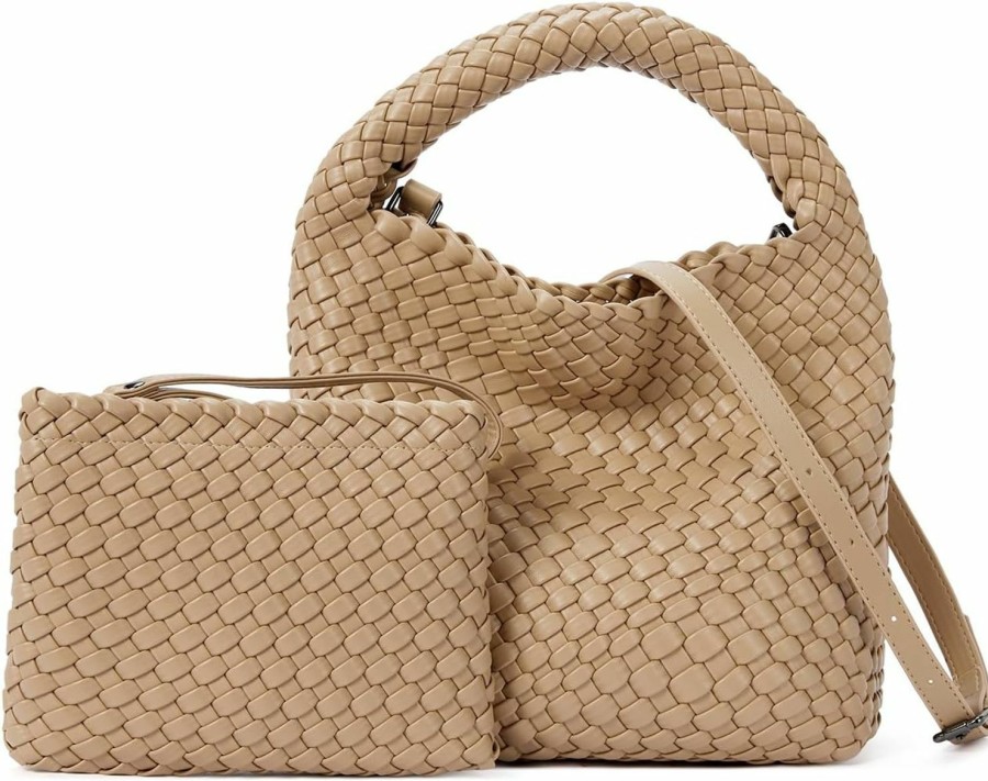 CLUCI Crossbody Handbags | Cluci Woven Bags For Women With Purse, Woven Tote Bag Vegan Leather Crossbody Handbags, Summer Top-Handle Bag