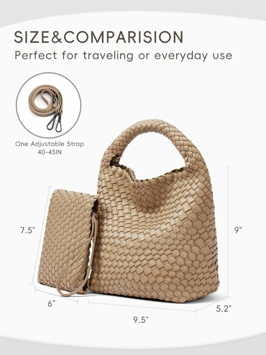 CLUCI Crossbody Handbags | Cluci Woven Bags For Women With Purse, Woven Tote Bag Vegan Leather Crossbody Handbags, Summer Top-Handle Bag