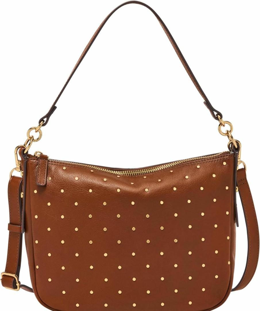 Fossil Crossbody Handbags | Fossil Jolie Crossbody, Medium Brown W/Studs