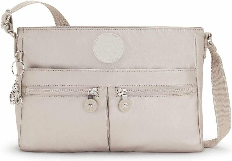 Kipling Crossbody Handbags | Kipling Women'S New Angie Handbag, Lightweight Crossbody, Nylon Travel Bag, Metallic Glow