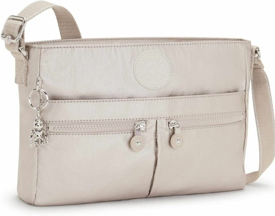 Kipling Crossbody Handbags | Kipling Women'S New Angie Handbag, Lightweight Crossbody, Nylon Travel Bag, Metallic Glow