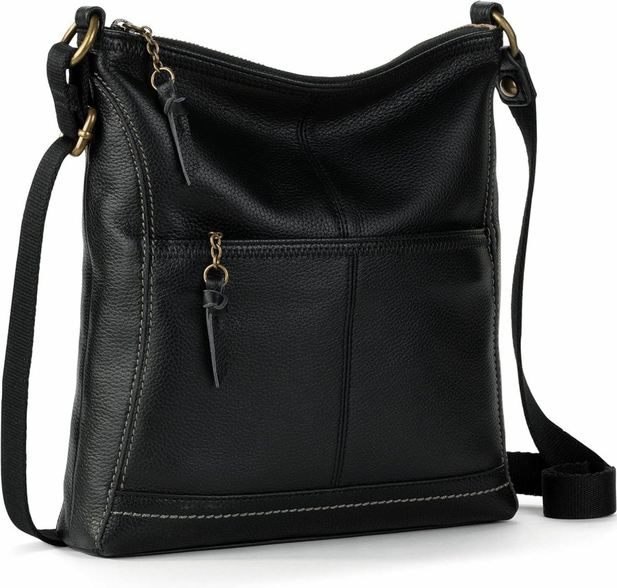 The Sak Crossbody Handbags | The Sak Womens Iris Crossbody In Leather Casual Purse With Adjustable Strap Zipper Pockets, Black, One Size Us