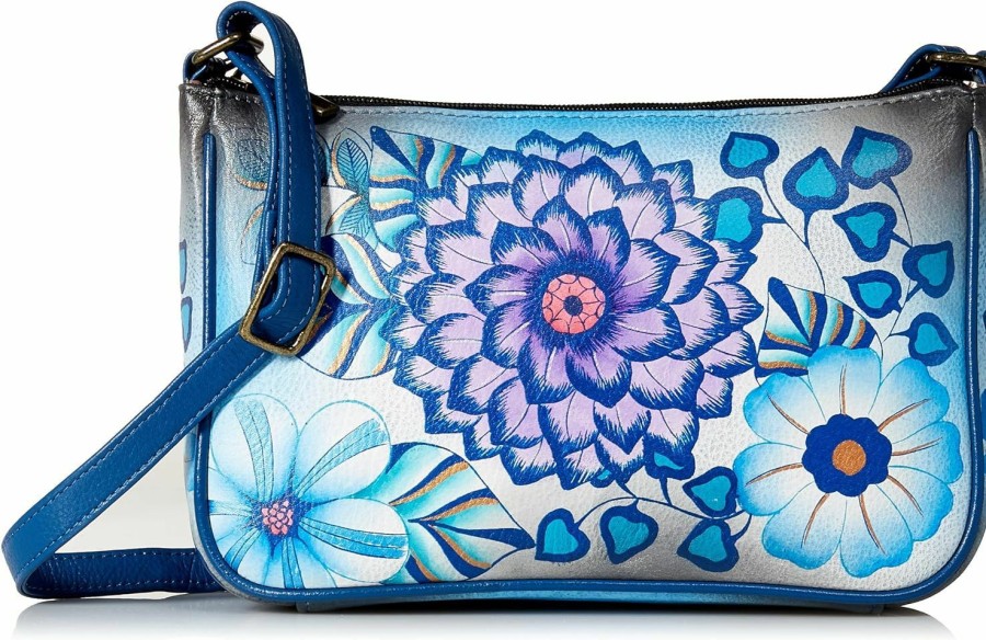 Anuschka Crossbody Handbags | Anna By Anuschka Hand Painted Leather Women'S Mini Wide Crossbody