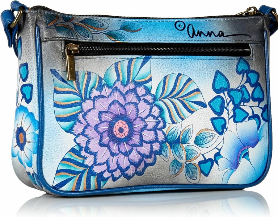 Anuschka Crossbody Handbags | Anna By Anuschka Hand Painted Leather Women'S Mini Wide Crossbody