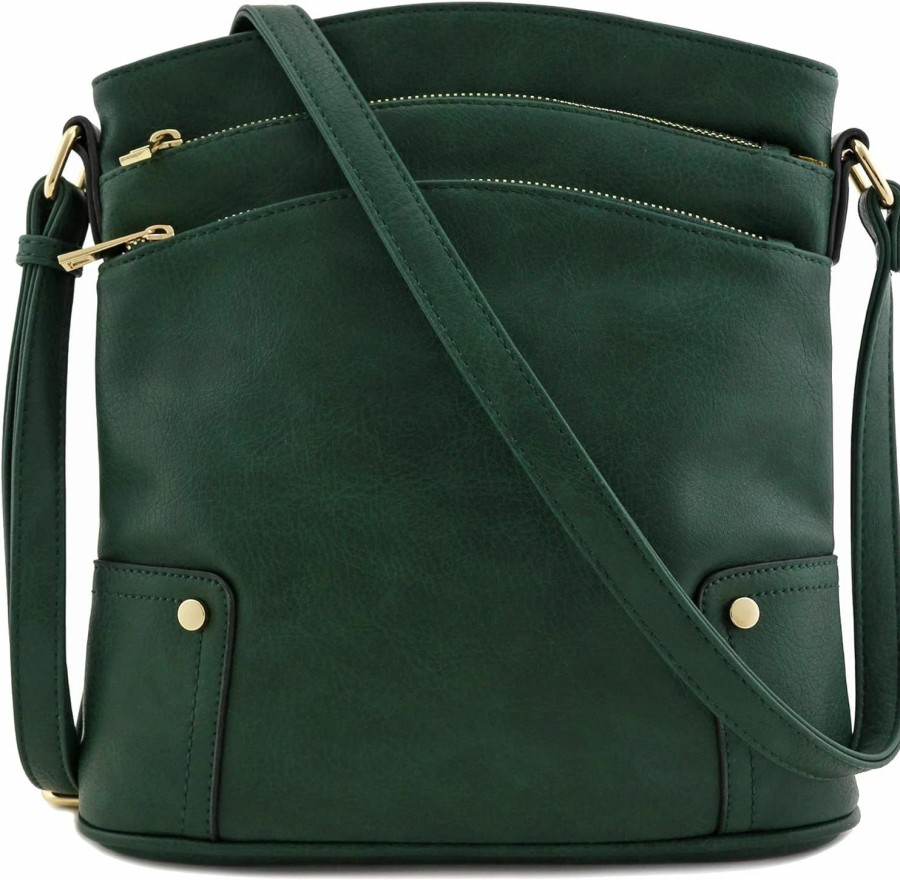 ALYSSA Crossbody Handbags | Alyssa Triple Zip Pocket Large Crossbody Bag