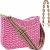 Beurlike Crossbody Handbags | Beurlike Straw Handbags Crossbody Pocketbook Bag For Women Woven Shoulder Purse Beach Bags Summer Tote Bags With Chain