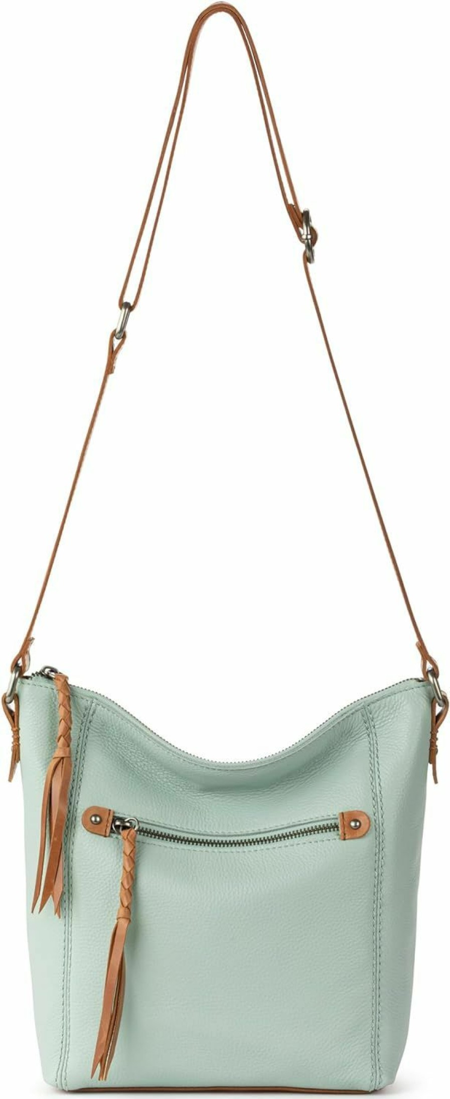 The Sak Crossbody Handbags | The Sak Ashalnd Leather Crossbody Purse - Premium Leather Women'S Handbag For Everyday & Travel - Cross Body Bag With Zipper Closure & Adjustable Shoulder Bag Strap - Aqua