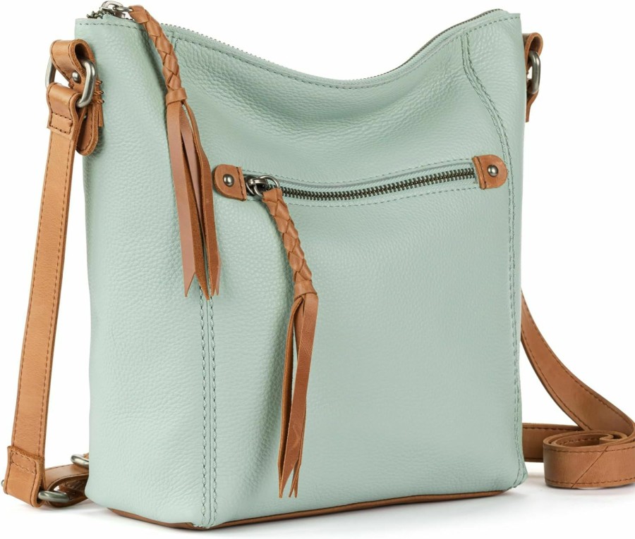 The Sak Crossbody Handbags | The Sak Ashalnd Leather Crossbody Purse - Premium Leather Women'S Handbag For Everyday & Travel - Cross Body Bag With Zipper Closure & Adjustable Shoulder Bag Strap - Aqua