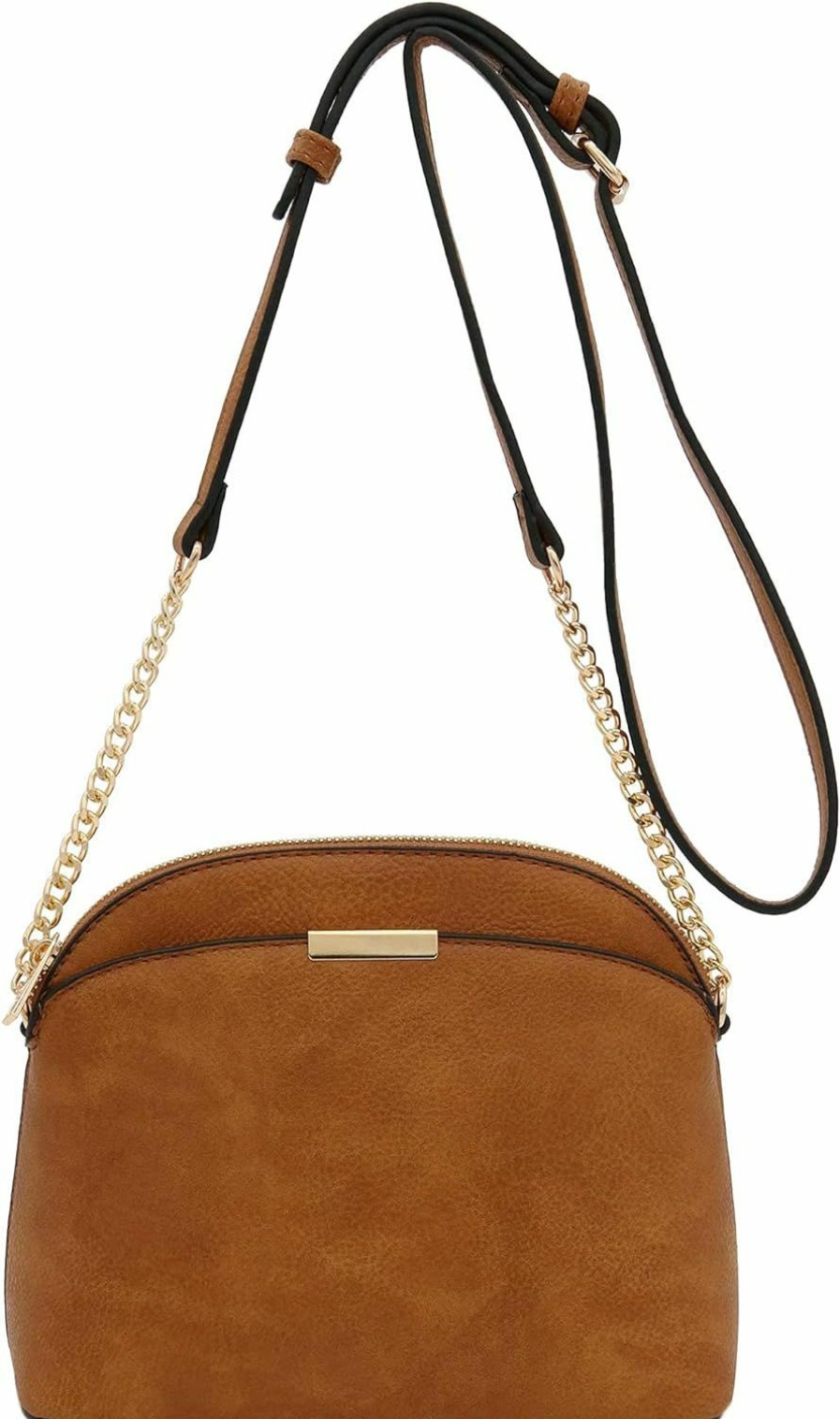 FashionPuzzle Crossbody Handbags | Fashionpuzzle Faux Leather Small Dome Crossbody Bag With Chain Strap