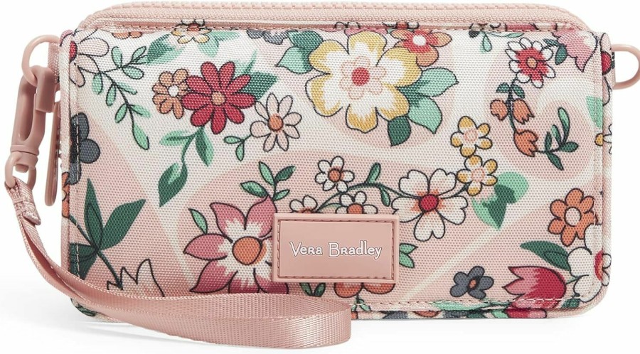 Vera Bradley Crossbody Handbags | Vera Bradley Women'S Recycled Lighten Up Reactive Compact Crossbody Purse With Rfid Protection